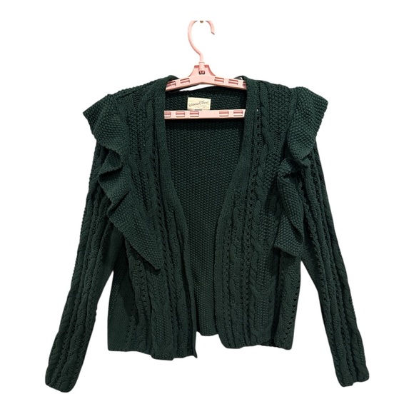 Universal Thread Women's Ruffle Cardigan Dark Green, Size L - Picture 3 of 9